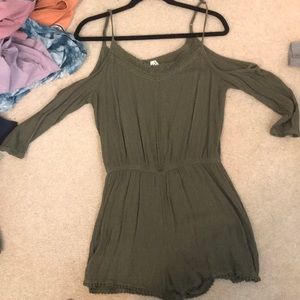 Green off the shoulder romper